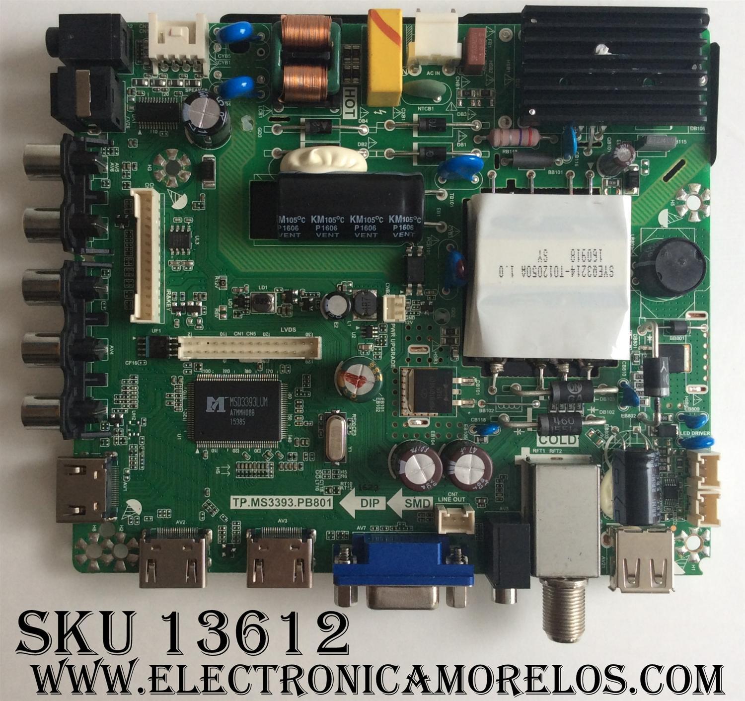 MAIN / FUENTE / (COMBO) ELEMENT L16031623 / SY16090 / TP.MS3393.PB801 / VER: 0x3EF8 / MODELO ELEFW3916 / PANEL T390XVN01.0	
