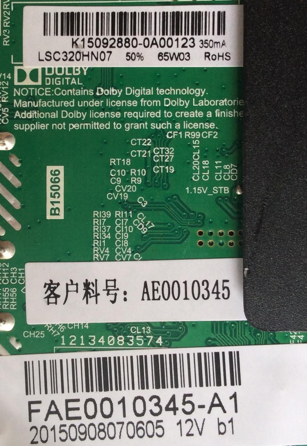 MAIN / FUENTE / (COMBO) K15092880 / AE0010345 / FAE0010345 / TP.MS3393.PB801 / MODELO LED32G45RQ / PANEL LSC320HN07	 - Imagen 2