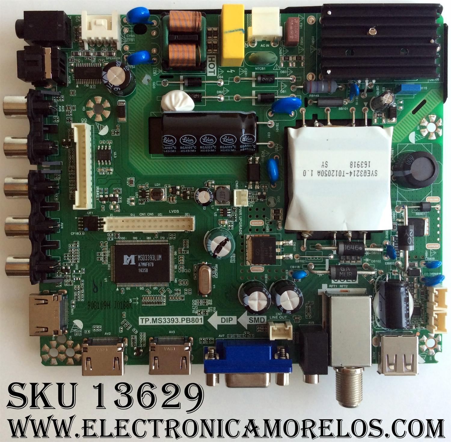 MAIN / FUENTE / (COMBO) / ELEMENT K17010188 / TP.MS3393.PB801 / E17023-1-SY / 890-M00-06NBX / MODELO ELEFW3916 / PANEL LC390TA2A	