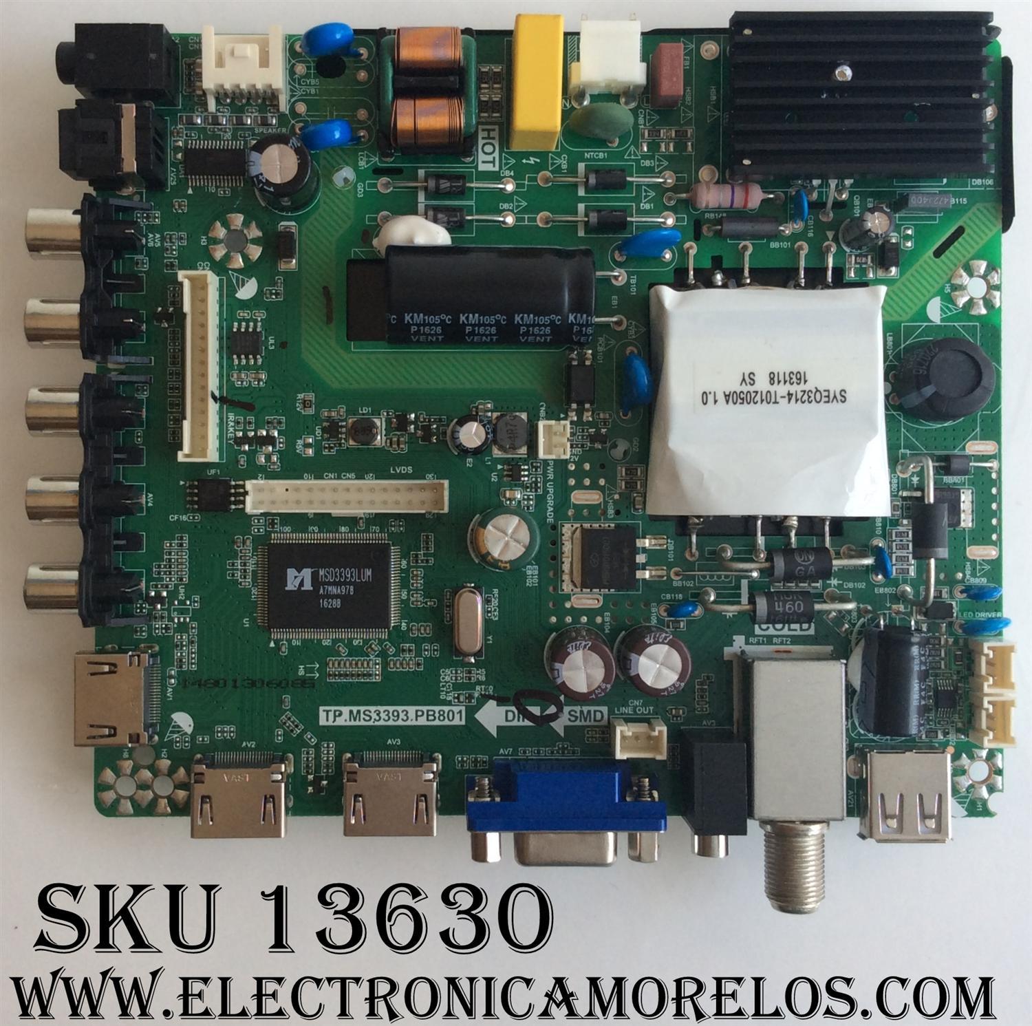 MAIN / ELEMENT H16071133 / TP.MS3393.PB801 / VERSIN aeed / MODELO ELEFW3916 /	