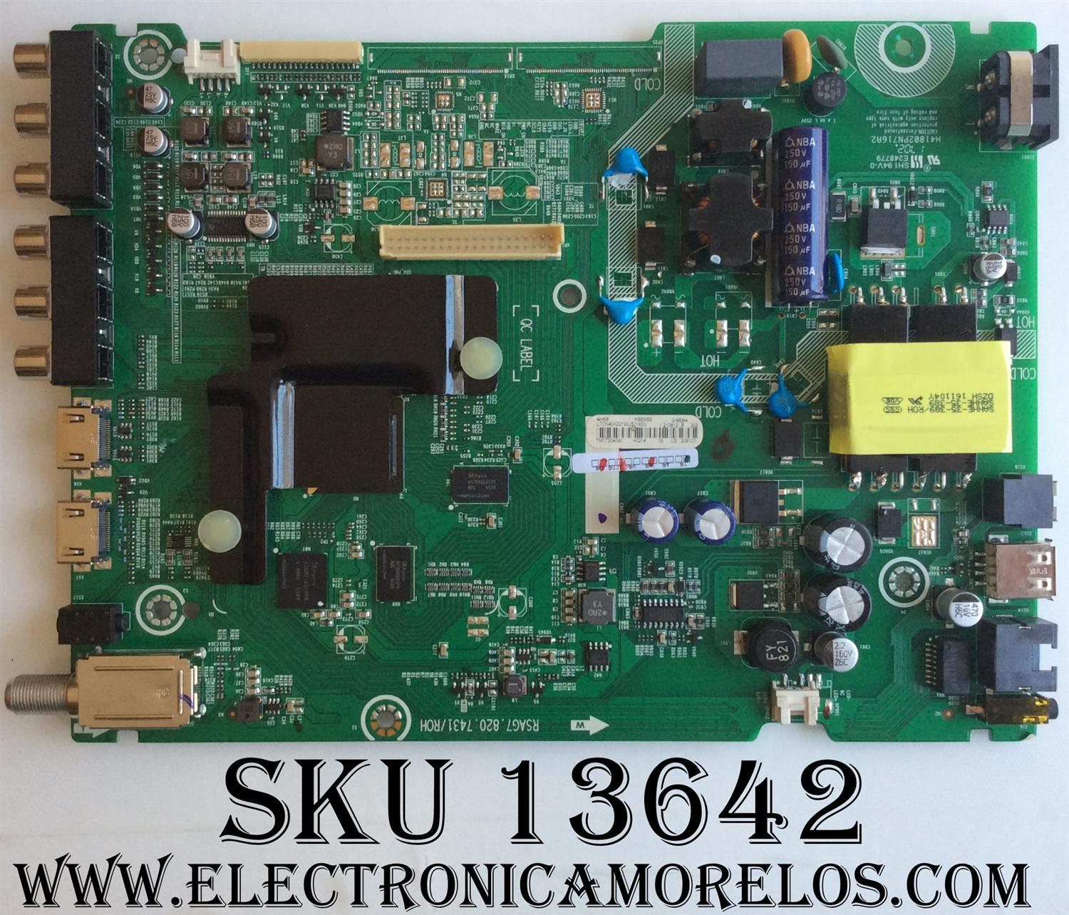 MAIN FUENTE PARA TV HISENSE ORIGINAL / NUMERO DE PARTE 210812 / RSAG7.820.7431/ROH / 209103 / LTDN40K221WUS(1000) / PANEL HD396DF-E01(010)\T1\S0\GM\ROH / MODELO 40H5B