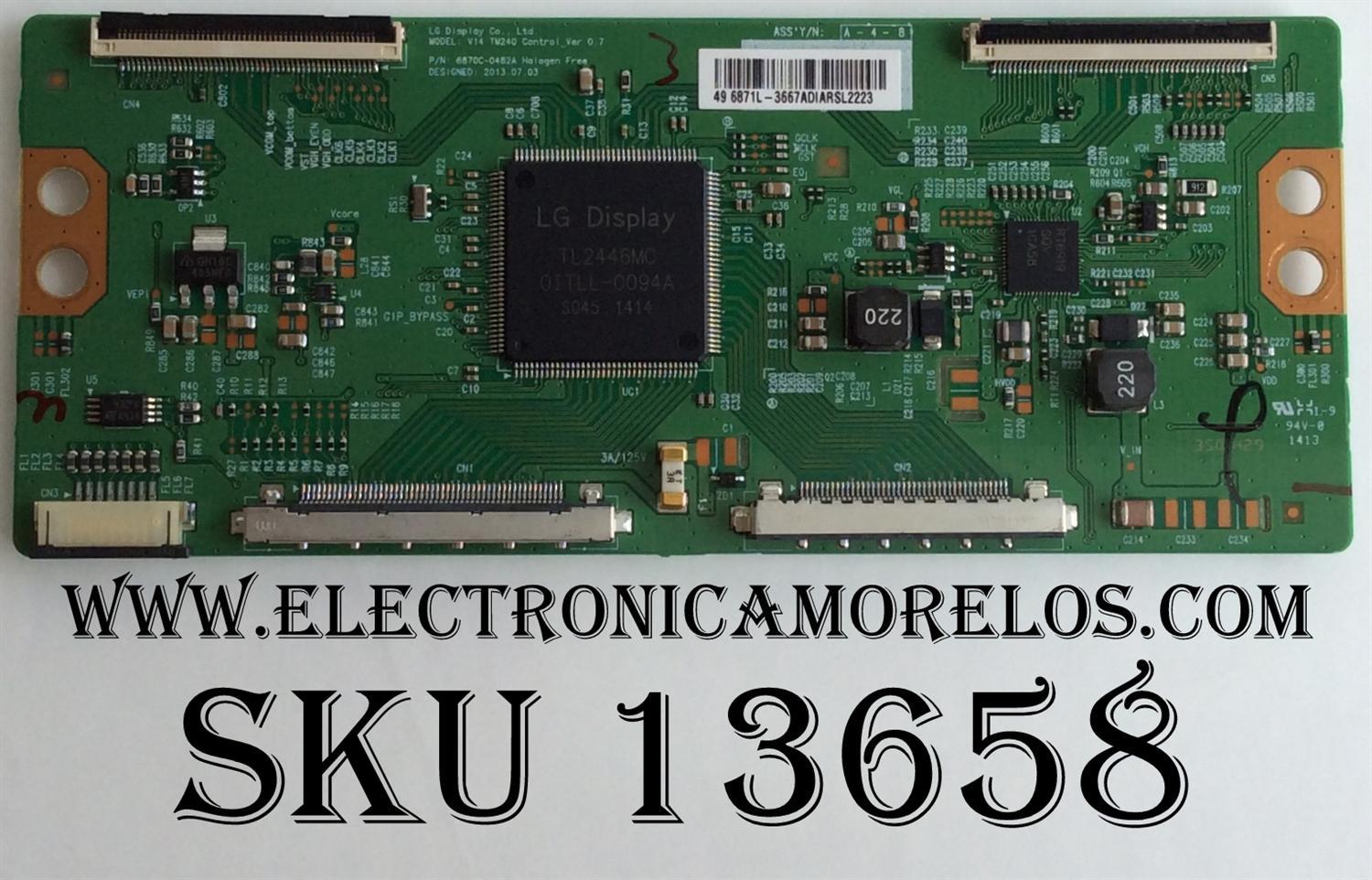 T-CON PARA TV / NUMERO DE PARTE 6871L-3667A / 6870C-0482A / 3667A / DISPLAY LC490DUK (SG)(E1) / MODELO M492I-B2 / M492I-B2 LWJJRAAQ