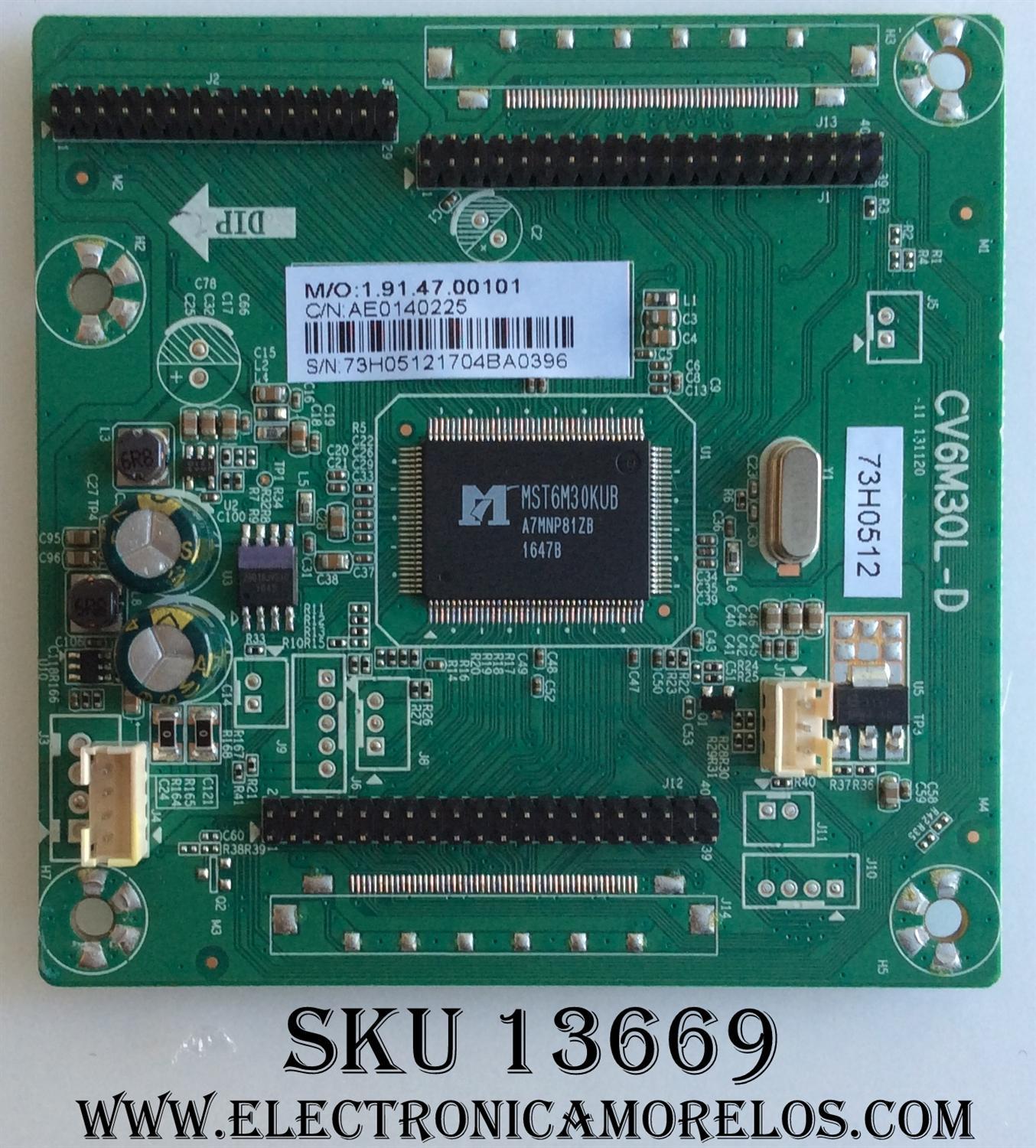 TARJETA INTERFACE / RCA 73H0512 / CV6M30L-D / AE0140225 / MODELO RLED6090	