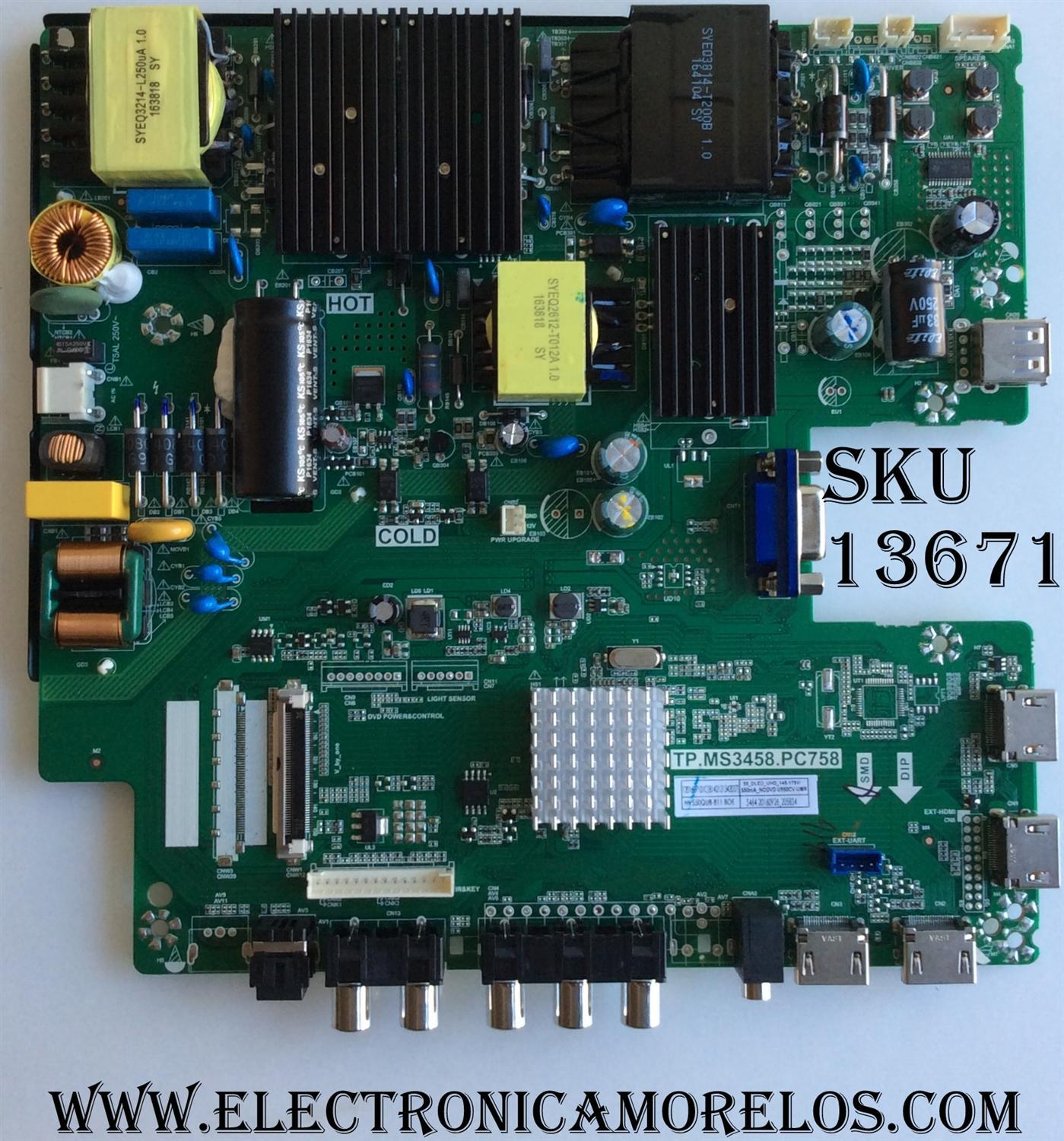 MAIN / SCEPTRE A16090235 / TP.MS3458.PC758 / MODELO U55 / PANEL HV550QUB-B11	