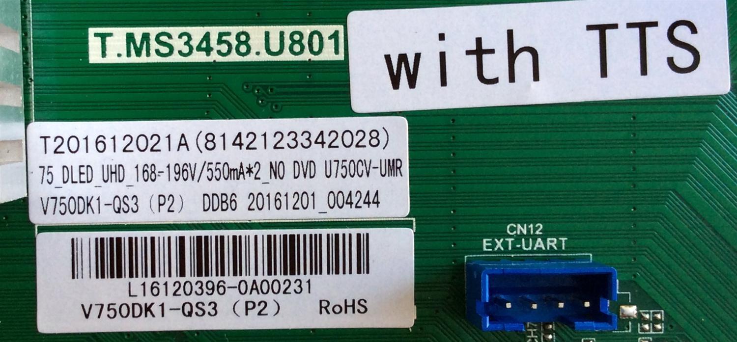 MAIN / SCEPTRE L16120396 / T.MS3458.U801 / T201612021A / MODELO 75`` / PANEL V750DK1-QS3 / (8142123342028)  (P2)  DDB6 - Imagen 2
