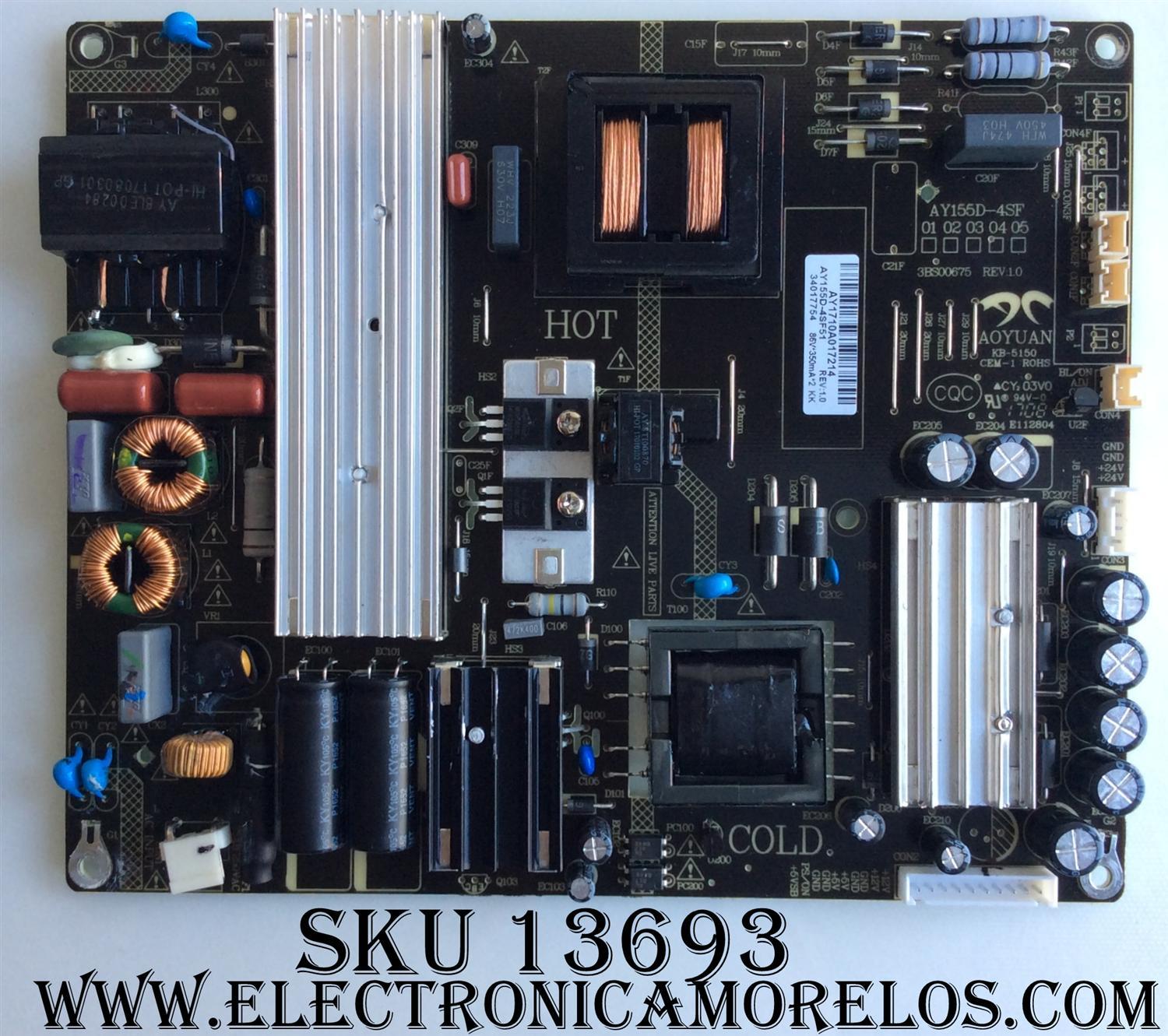 FUENTE / WESTINGHOUSE AY155D-4SF51 / AY155D-4SF / AY1710A0017214 / 3BS00675 / MODELO WD55UT4490 TW-04401-L055A