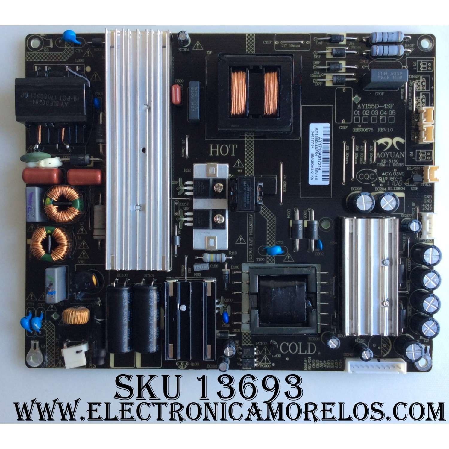 FUENTE / WESTINGHOUSE AY155D-4SF51 / AY155D-4SF / AY1710A0017214 / 3BS00675 / MODELO WD55UT4490 TW-04401-L055A