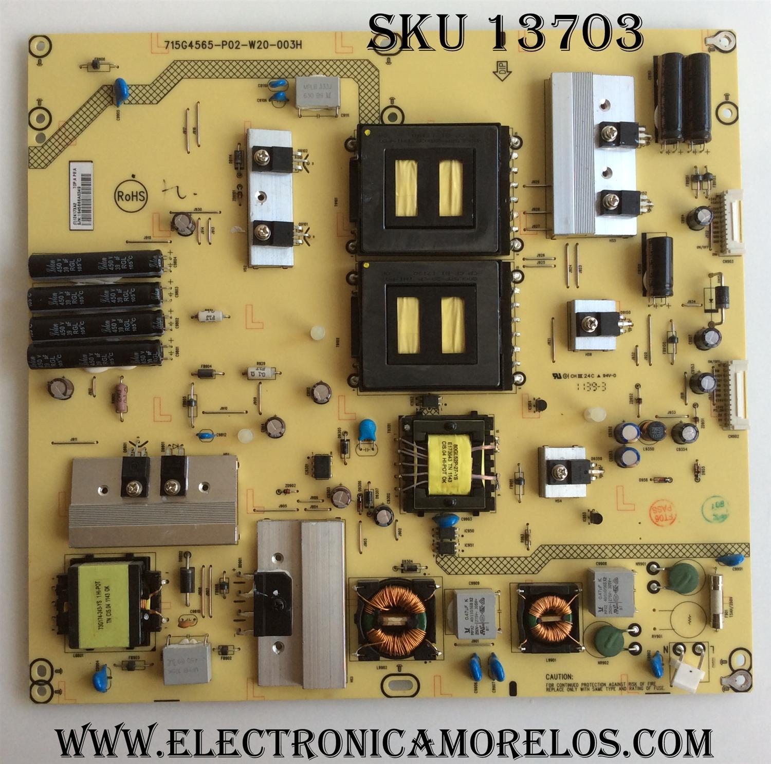 FUENTE VIZIO ADTV12417XA2 / 715G4565-P02-W20-003H / SUSTITUTAS ADTV12419XZN / ADTVA2419XZ8 / ADTVA2419AAY / ADTVA2419XAY / ADTVB2419AD2 / PANEL T460HB01 V.1 / MODELOS M3D460SR / M3D420SR / M3D421SR / E420VT / NS-42E760A12 / NS-46E790A12 / LE42S605