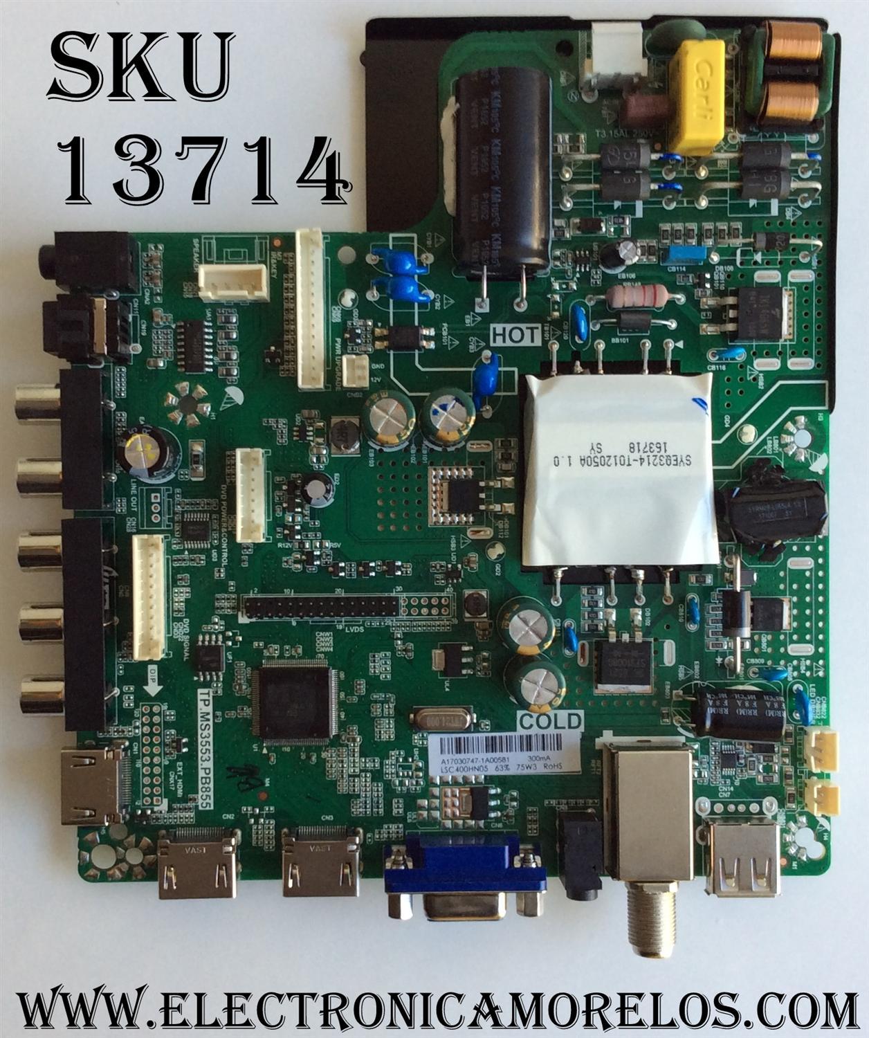 MAIN / FUENTE / (COMBO) / PROSCAN A17030747 / TP.MS3553.PB855 / MODELO PLDEDV4018-C / PANEL LSC400HN05	