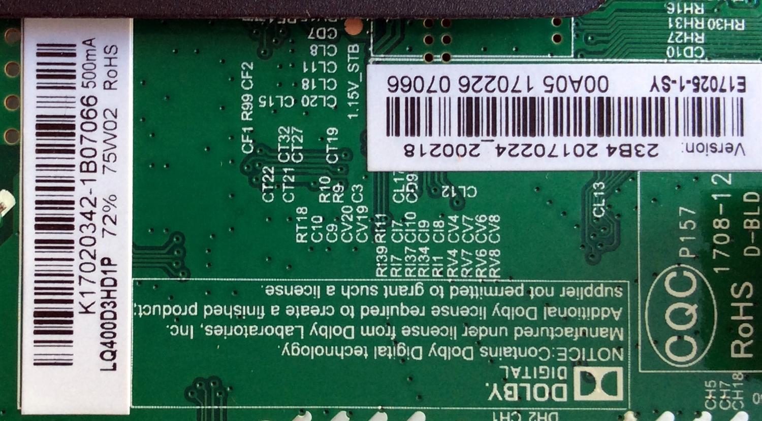 MAIN / FUENTE / (COMBO) / ELEMENT K17020342 / E17025-1-SY / TP.MS3393.PB751 / VERSION 23B4 / MODELO ELFW4017 / PANEL LQ400D3HD1P	 - Imagen 2