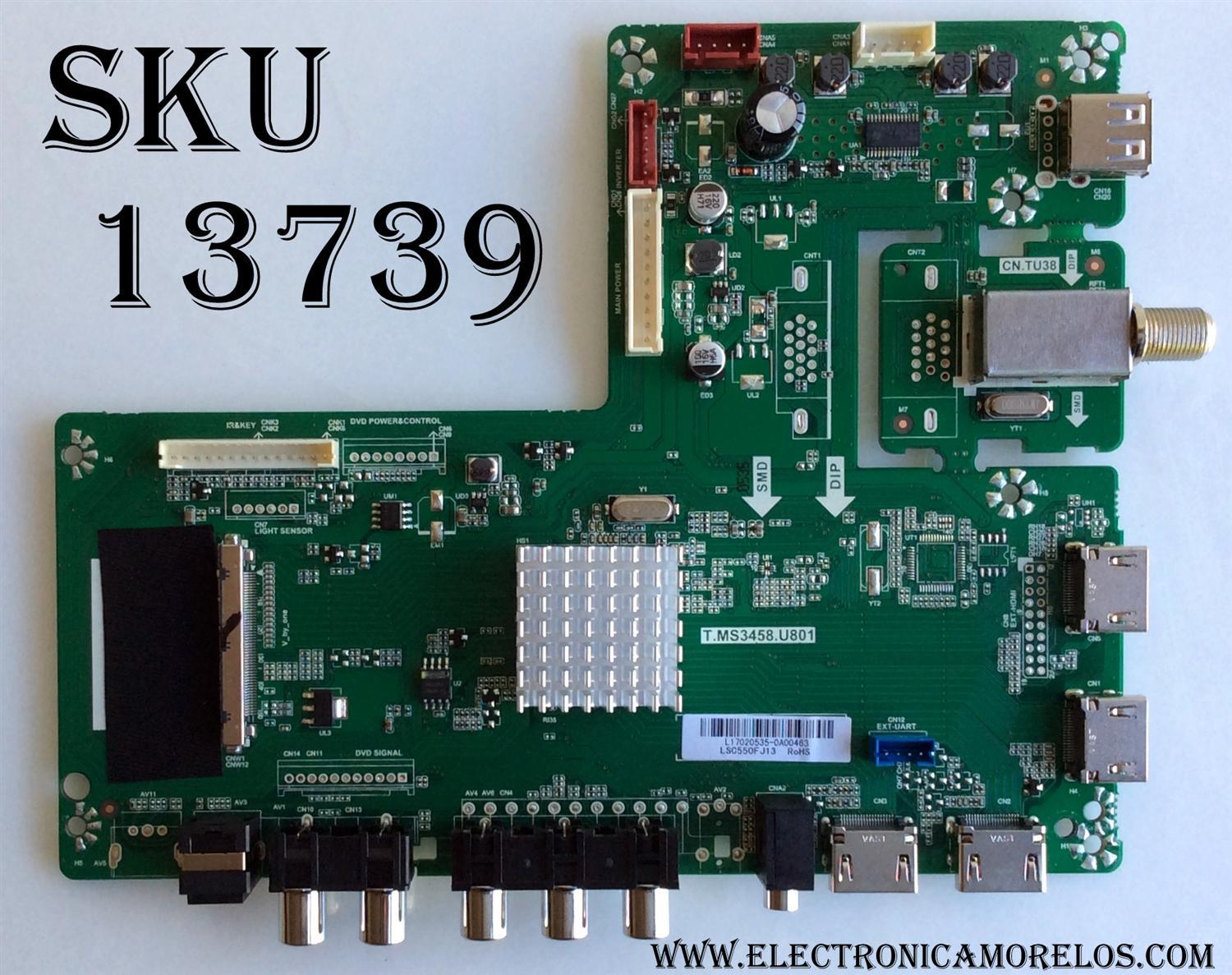 MAIN / RCA L17020535 / T.MS3458.U801 / AE0010756 / 2605372A0 / PANEL LSC550FJ13 / MODELO RTU5540-B / RLED5536-B-UHD