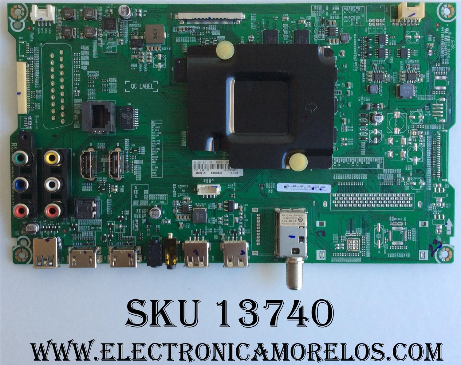 MAIN PARA TV HISENSE / NUMERO DE PARTE 207186 / RSAG7.820.6591/ROH / 192749 / HU43K300UW / PANEL´S HD426DU-B51(010)\S1\XP\GM\ROH / HD426DU-B51(010)\S0\XP\GM\ROH / HD426K3U51-T1 / DISPLAY T430QVN02.1 / MODELO 43H7C