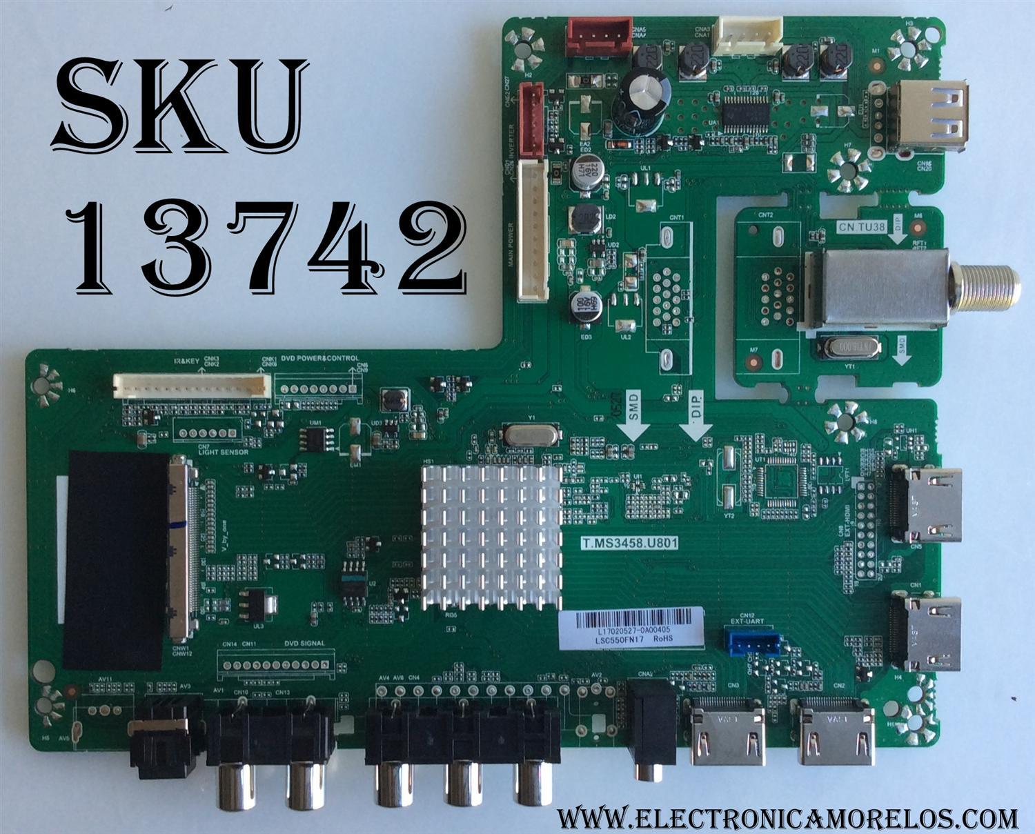 MAIN / SCEPTRE L17020527 / T.MS3458.U801 / AE0010756 / PANEL LSC550FN17 / MODELO 55''	