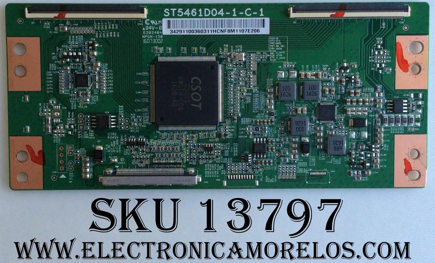 T-CON PARA TV TCL / NUMERO DE PARTE 34291100360311 / ST5461D04-1-C-1 / 34.29110.036 / 3429110036 / PANEL K550WDR1 / MODELO 55L621U