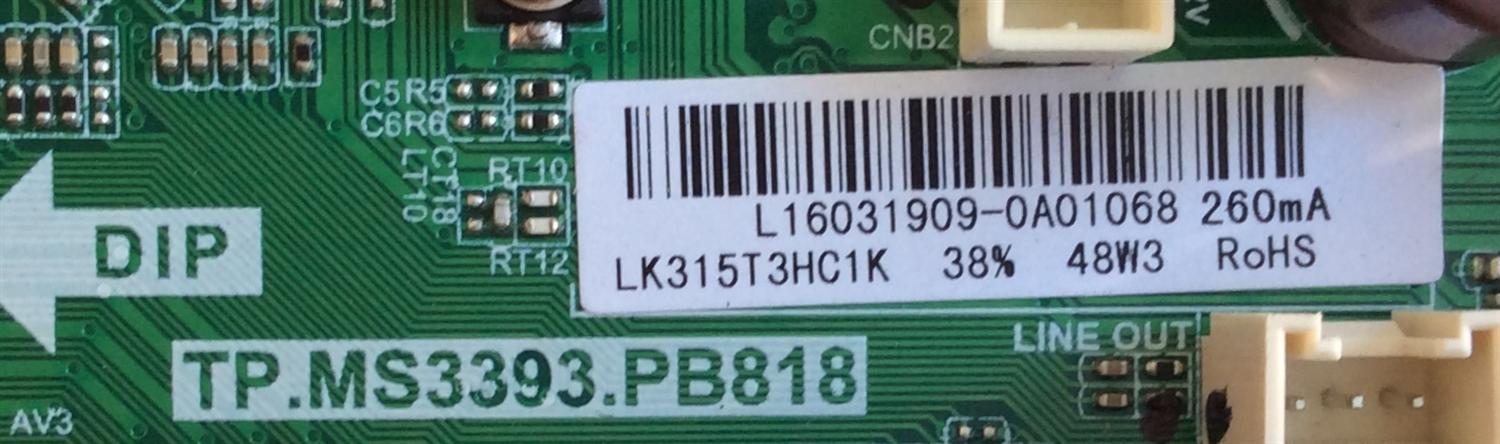 MAIN / FUENTE / (COMBO) / ELEMENT L16031909 / TP.MS3393.PB818 / MODELO ELEFW328B / PANEL LK315T3HC1K	 - Imagen 2