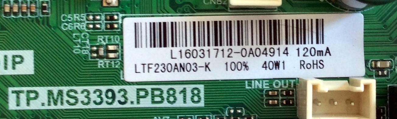 MAIN FUENTE PARA TV SEIKI SY16086 / 890-M00-00E60 / TP.MS3393.PB818 / / MODELO SE23HEB2 / PANEL LTF230AN03-K	 - Imagen 3