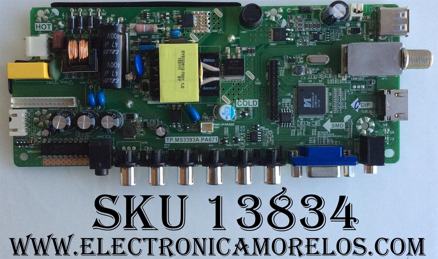MAIN / FUENTE (COMBO) / PROSCAN  H16030495 / TP.MS3393A.PA671 / P3S1604293 / MODELO PLDED1960A-H