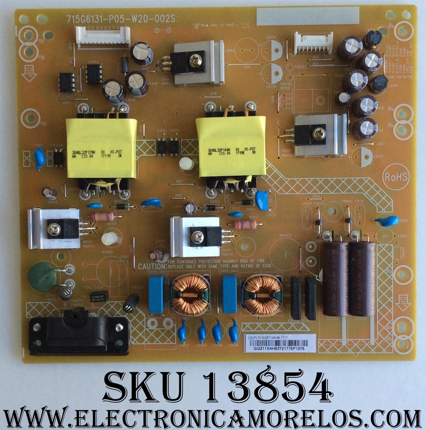 FUENTE DE PODER / VIZIO PLTVGQ311ZAH5 / 715G6131-P05-W20-002S / MODELO D43n-E1 LTT7VNBT
