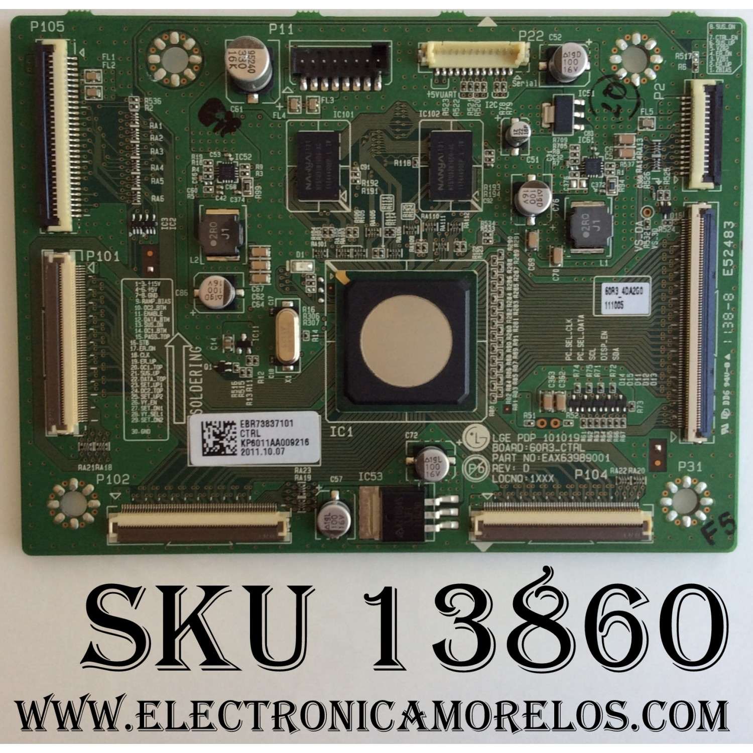 MAIN LOGICA / LG EBR73837101 / EAX63989001 / PANEL PDP60R30110 / MODELOS 60PV250-UB / 60PV450-UA / 60PV450C-UA / 60PZ550-UA / 60PZ750-UG / 60PZ950-UA / 60PV400-UB / Z60PV220-UA 