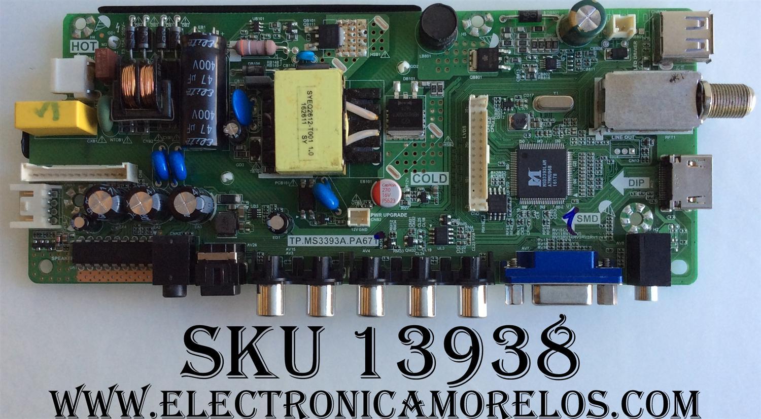 MAIN / FUENTE (COMBO) / ELEMENT H16071063 / TP.MS3393A.PA671 / f67f / MODELO ELEFW195	