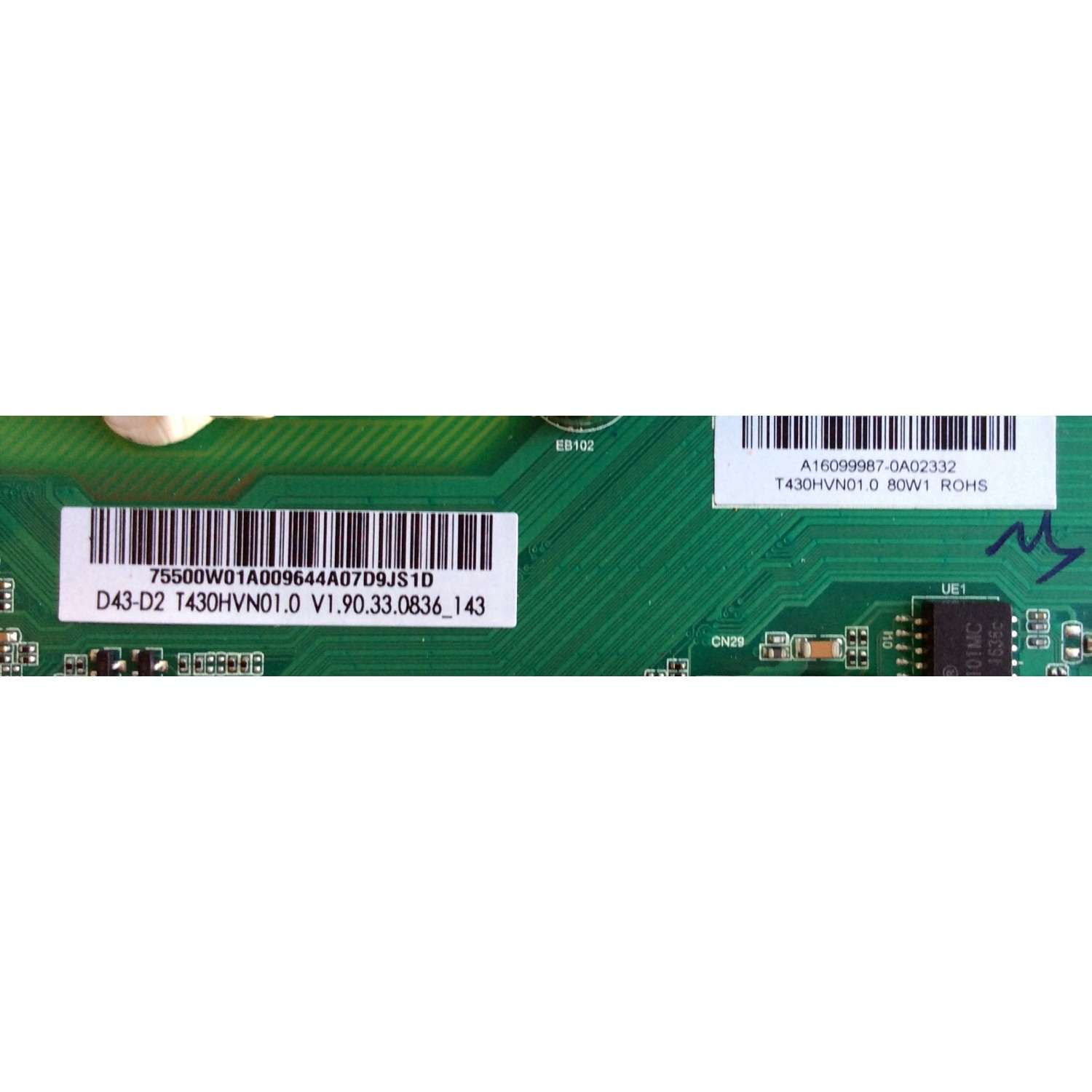 MAIN / FUENTE / (COMBO) / VIZIO A16099987 / TP.MT5580.PB75 / 75500W01A009 / A48D3BDE19E2 / MODELO D43-D2 / PANEL T430HVN01.0	 - Imagen 2