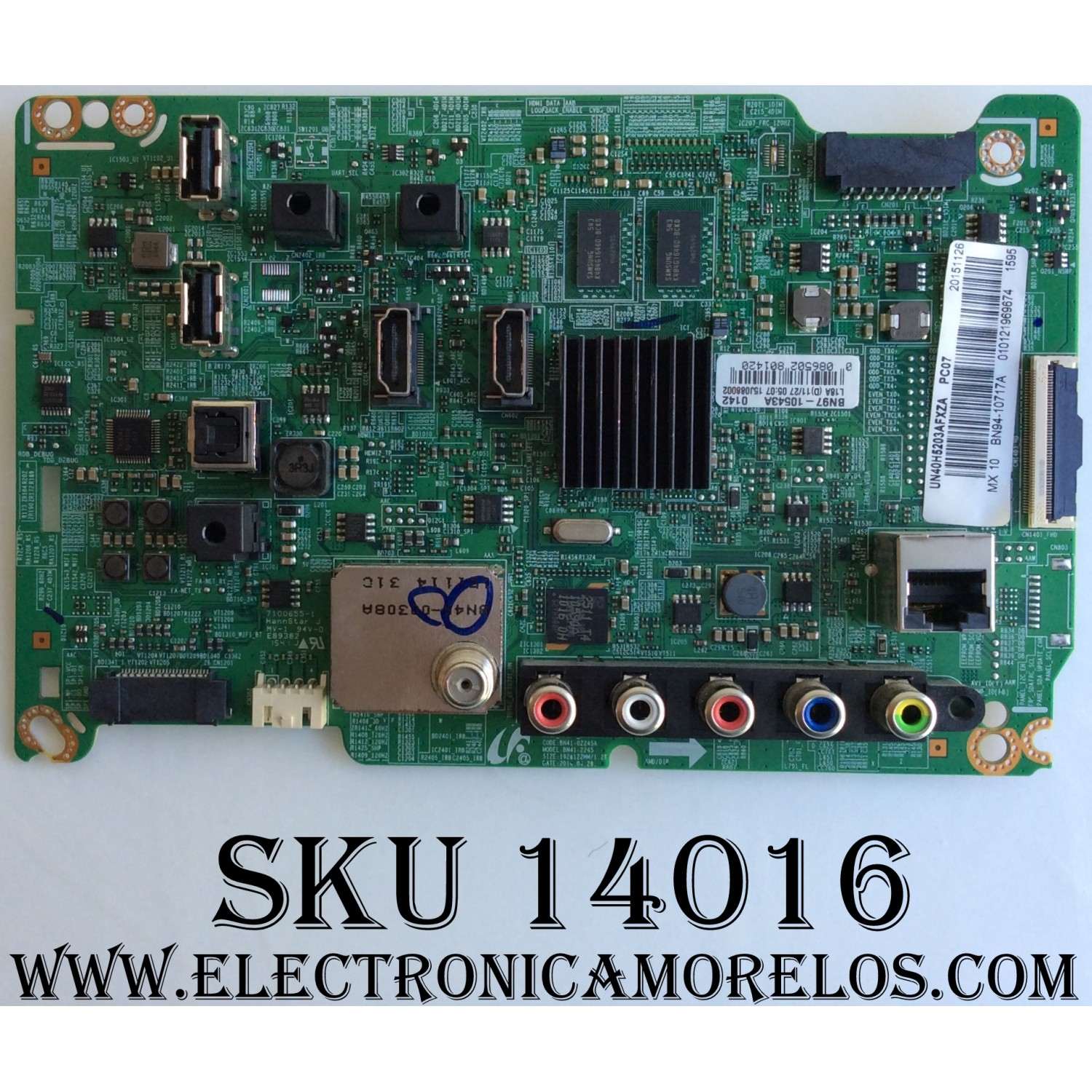 MAIN PARA TV SAMSUNG / NUMERO DE PARTE BN94-10717A / BN41-02245A / BN97-10543A / PARTE SUSTITUTA BN94-07741B / PANEL´S CY-DF400BGLR9V / CY-DF400BGLV1H / MODELOS UN40H520 / UN40H5203AFXZC / UN40H5203AFXZA VF15 / UN40H5201AFXZA VD10 / UN40H5203AFXZA TD01
