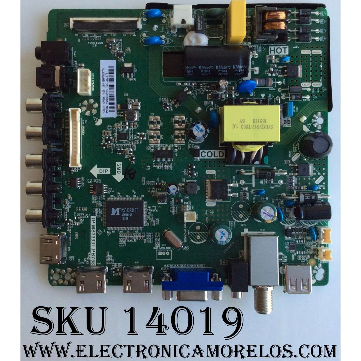 MAIN / FUENTE / (COMBO) / ELEMENT U17010107 / TP.MS3393T.PB758 / E17019-KK / VERSION F112 / MODELO ELEFW328 / PANEL HV320WHB-N81	