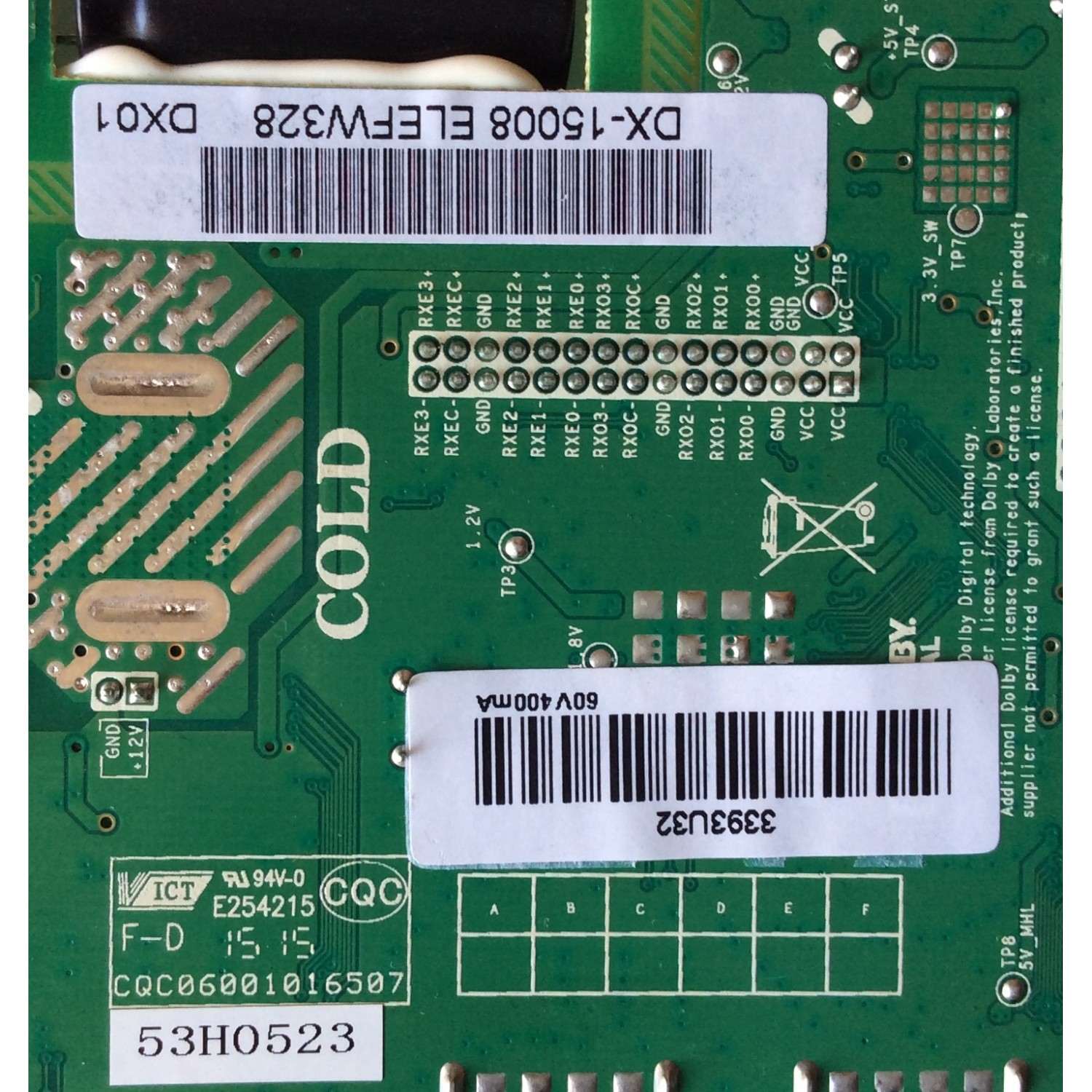 MAIN / FUENTE / (COMBO) / ELEMENT 53H0523 / CV3393BH-U32 / 3393U32 / DX-15008 / MODELO ELEFW328	 - Imagen 2