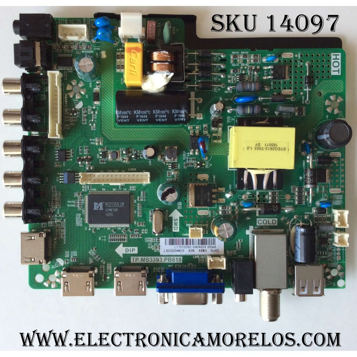 MAIN / FUENTE / (COMBO) / ELEMENT L17010262 / TP.MS3393.PB818 / 890-M00-03N61 / VERSION 0XC773 / PANEL LSC320AN10 / MODELO ELEFW328