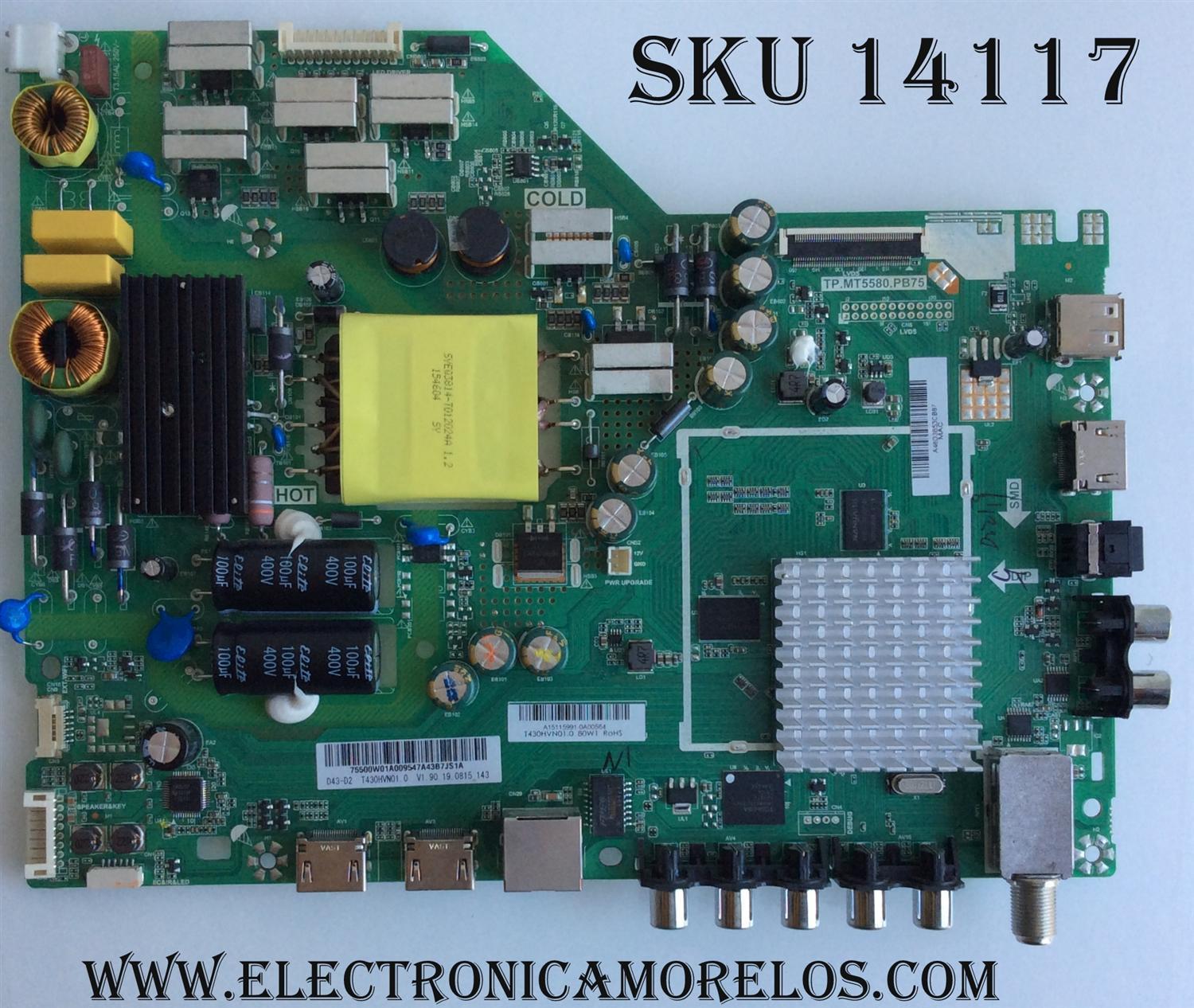 MAIN / FUENTE / (COMBO) / VIZIO A15115991 / TP.MT5580.PB75 / 75500W01A009 / MODELO D43-D2