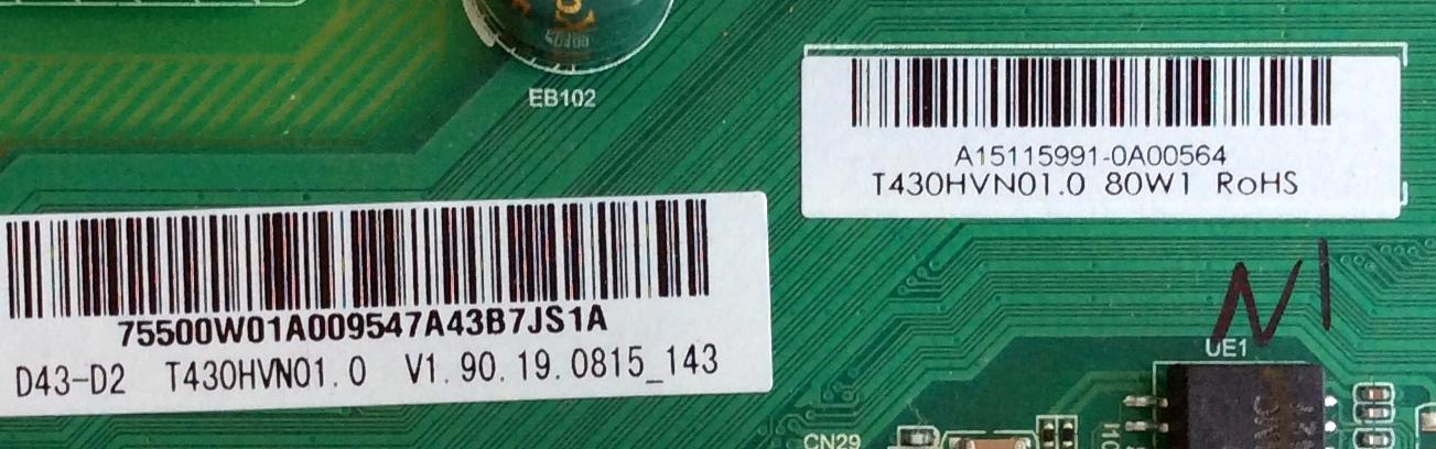 MAIN / FUENTE / (COMBO) / VIZIO A15115991 / TP.MT5580.PB75 / 75500W01A009 / MODELO D43-D2 - Imagen 2