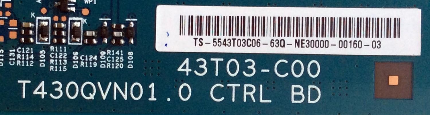 T-CON / SAMSUNG 55.43T03.C06 / 43T03-C00 / T430QVN01.0 / 5543T03C06 / MODELO UN43JU640DFXZA AH01 / PANEL CY-GJ043HGAV2H HW21 / T650QVN02.1-12V	 - Imagen 2