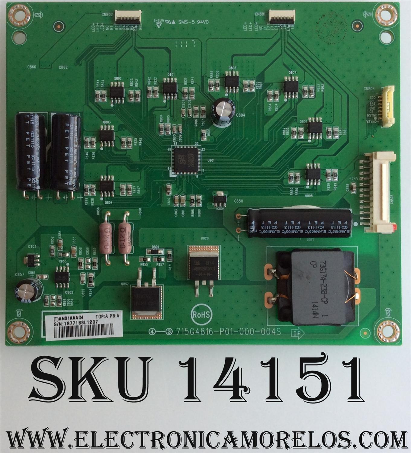 LED DRIVER / VIZIO CBPFAN31AAAD4 / AN31AAAD4 / 715G4816-P01-000-004s / MODELO M3D420SR / PANEL T420HB01 V.0	