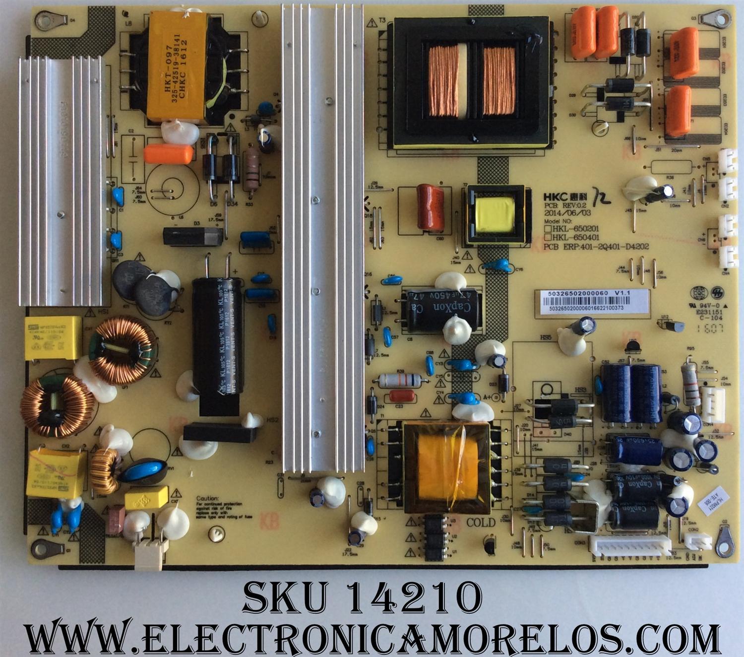 FUENTE DE PODER / HITACHI 401-2Q401-D4202 / 50326502000060 V1.1 / 50326502000060 / HKL-650201 / HKL-650401 / MODELOS 65K3 / LE65K6R9 / SLED6516