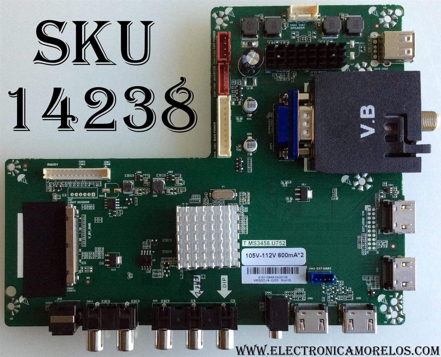 MAIN / SCEPTRE A16110649 / 105V-112V 600mA*2 / T.MS3458.U752 / MODELO U65 C4IV58BA / PANEL V650DJ4-QS5	