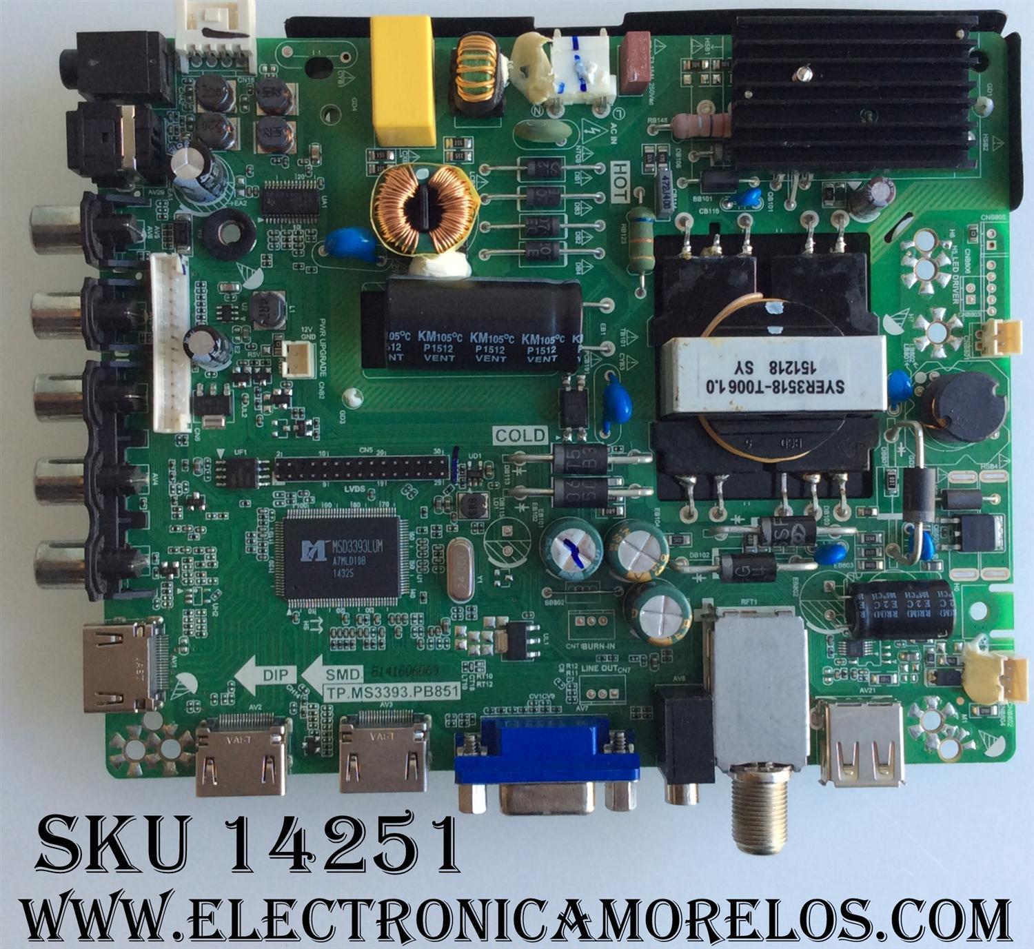 MAIN / WESTINGHOUSE 34013495 / H15030841 / TP.MS3393.PB851 / MODELO WD32HB1120 TW-00121-R032D / PANEL ST3151A04-9 / VER:ac68	