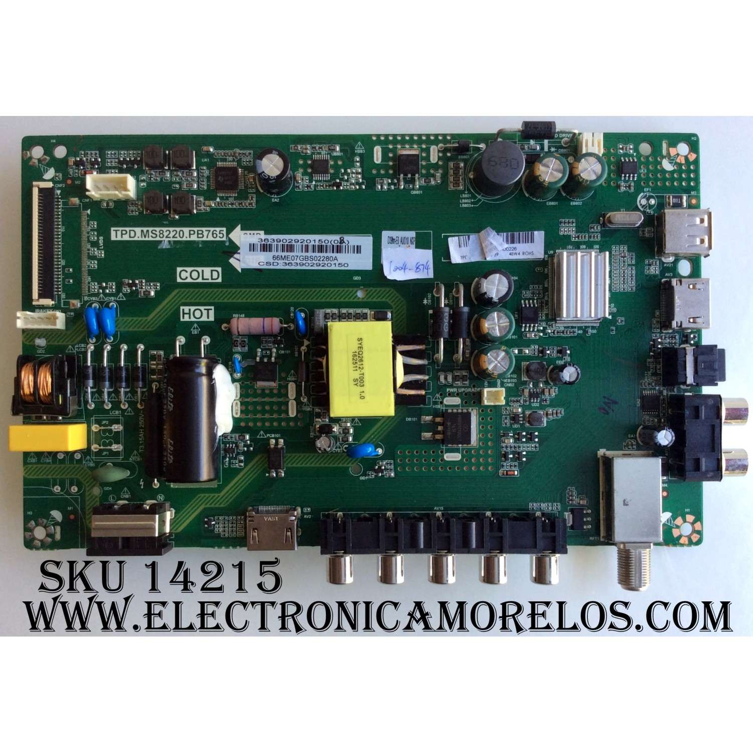MAIN / FUENTE / (COMBO) / VIZIO 3639-0292-0150 / A16110605 / TPD.MS8220.PB765 / 363902920150 / MODELO D39HN-E0 LAUAVLCS	