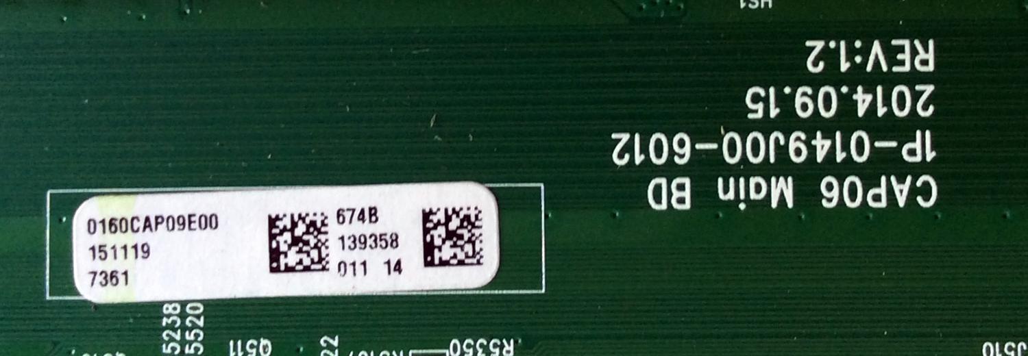 MAIN PARA TV VIZIO 4K SMART TV / NUMERO DE PARTE 0160CAP09E00 / Y8386674S / 0160CAP09E00 674 / 1P-0149J00-6012 / SUSTITUTAS Y8386860S / Y8386690S / Y8386864S / Y8386664S / Y8386862S / Y8386524S / Y8386490S / PANEL S700FUA-1 / MODELO M70-C3 LFTRSY - Imagen 2