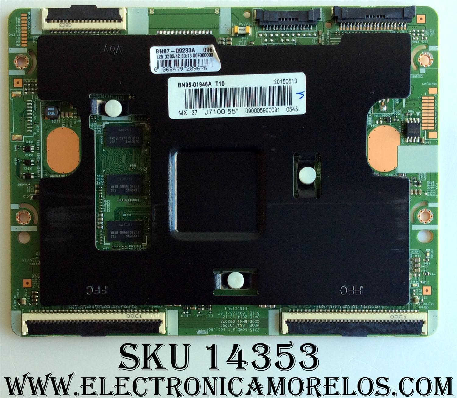 T-CON / SAMSUNG BN95-01946A / BN97-09233A / BN41-02297A / MODELOS UN55MU6300FXZA FA01 / HG55ND890UFXZA TS01 / UN55JU7100FXZA TS01 PANEL CY-GJ055FLLV1H	