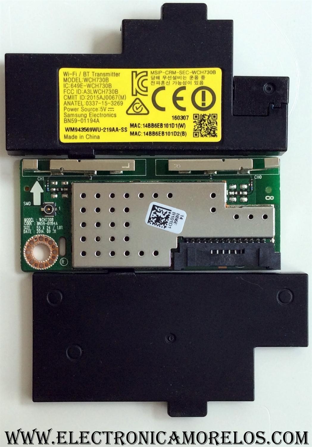 MODULO DE WI-FI PARA TV / SAMSUNG BN59-01194A / WCH730B / WM943569WU-219AA-AA / SUSTITUTAS BN59-01194D / BN59-01194E / BN59-01194F / BN59-01194G / BN59-01194J / BN59-01194K / MODELO UN40LS001AFXZA FA01 / UN55JS8500FXZA TH01 / PANEL CY-GJ075HGLVBH	 - Imagen 2