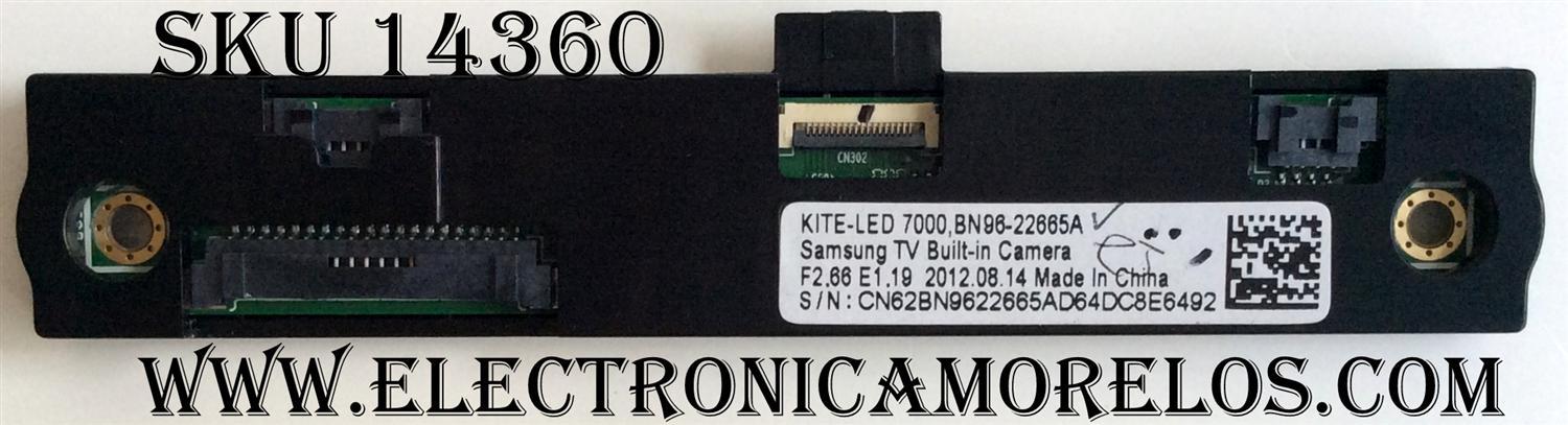 COMPLEMENTO DE CÁMARA INCORPORADA / SAMSUNG BN96-22665A / BN9622665A / MODELO UN55ES7500FXZA TS01 / PANEL LTJ550HQ16-V	