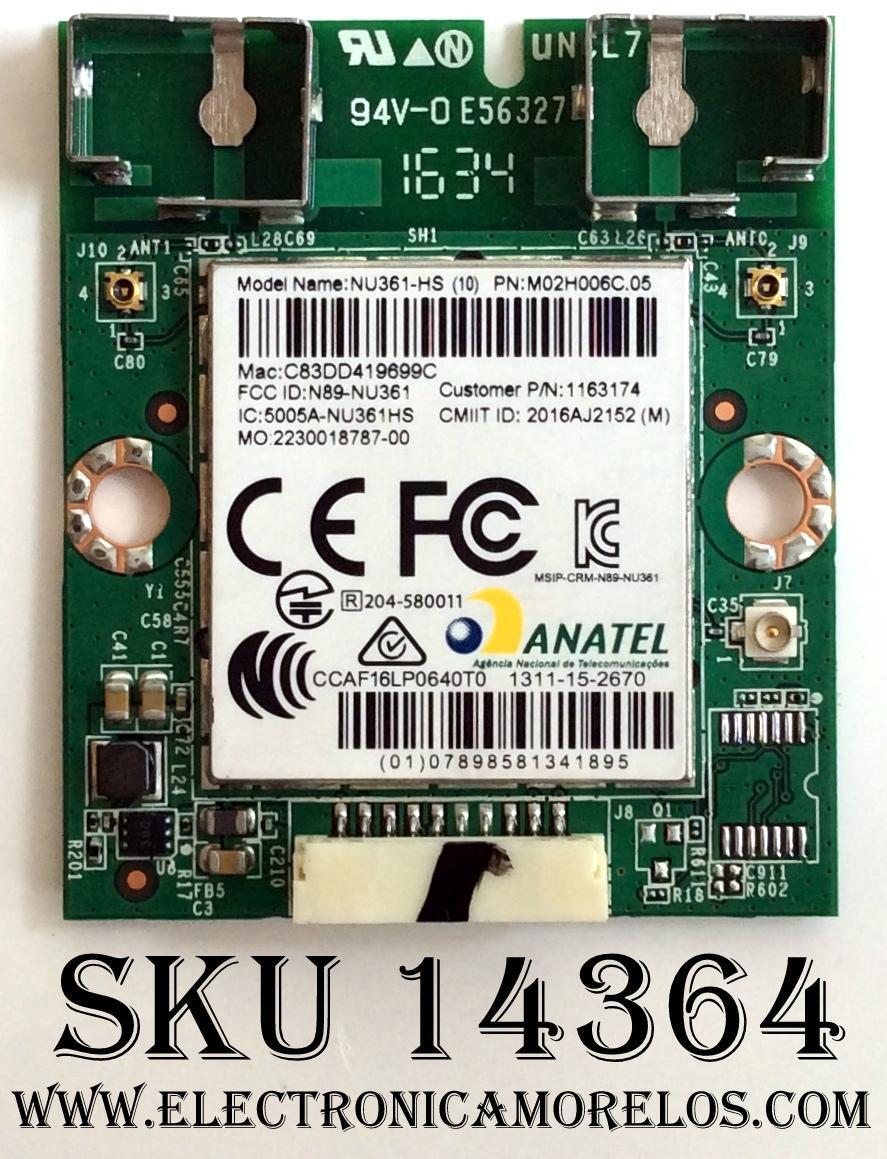 MODULO DE WI-FI PARA TV / HISENSE 1163174 / M02H006C.05 / NU361-HS / MODELOS 43H7C2 / 50CU6000 / 55H7C / SHARP LC-55N6000U / LC-50N6000U	