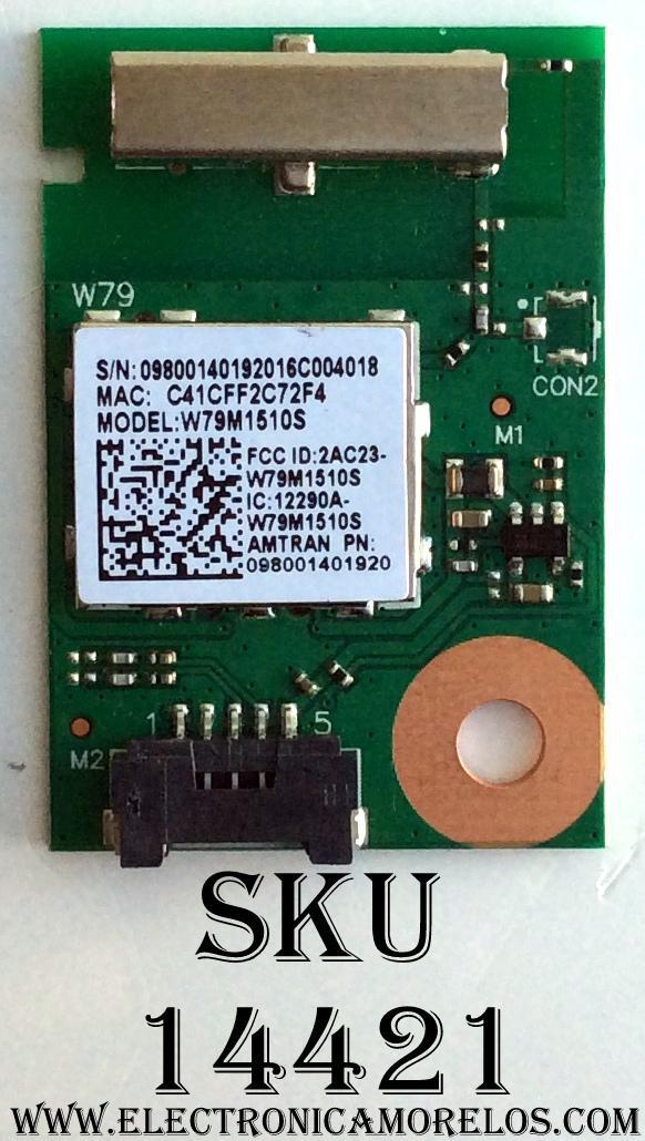 MODULO DE WI-FI PARA TV / VIZIO 098001401920 / W79M1510S / MS-1 E198407 /8 MODELO D39h-D0	