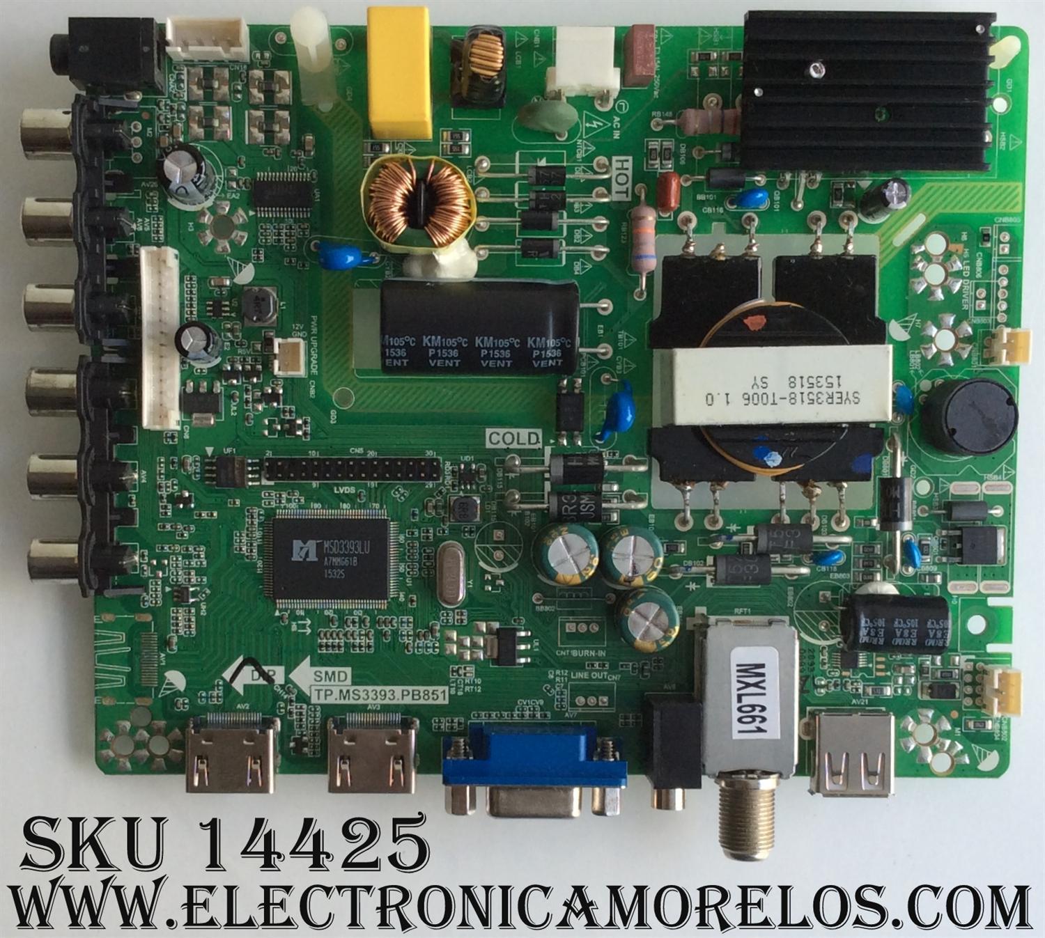 MAIN / FUENTE / (COMBO) / HAIER B15082893 / TP.MS3393.PB851 / MODELO 28E2000	