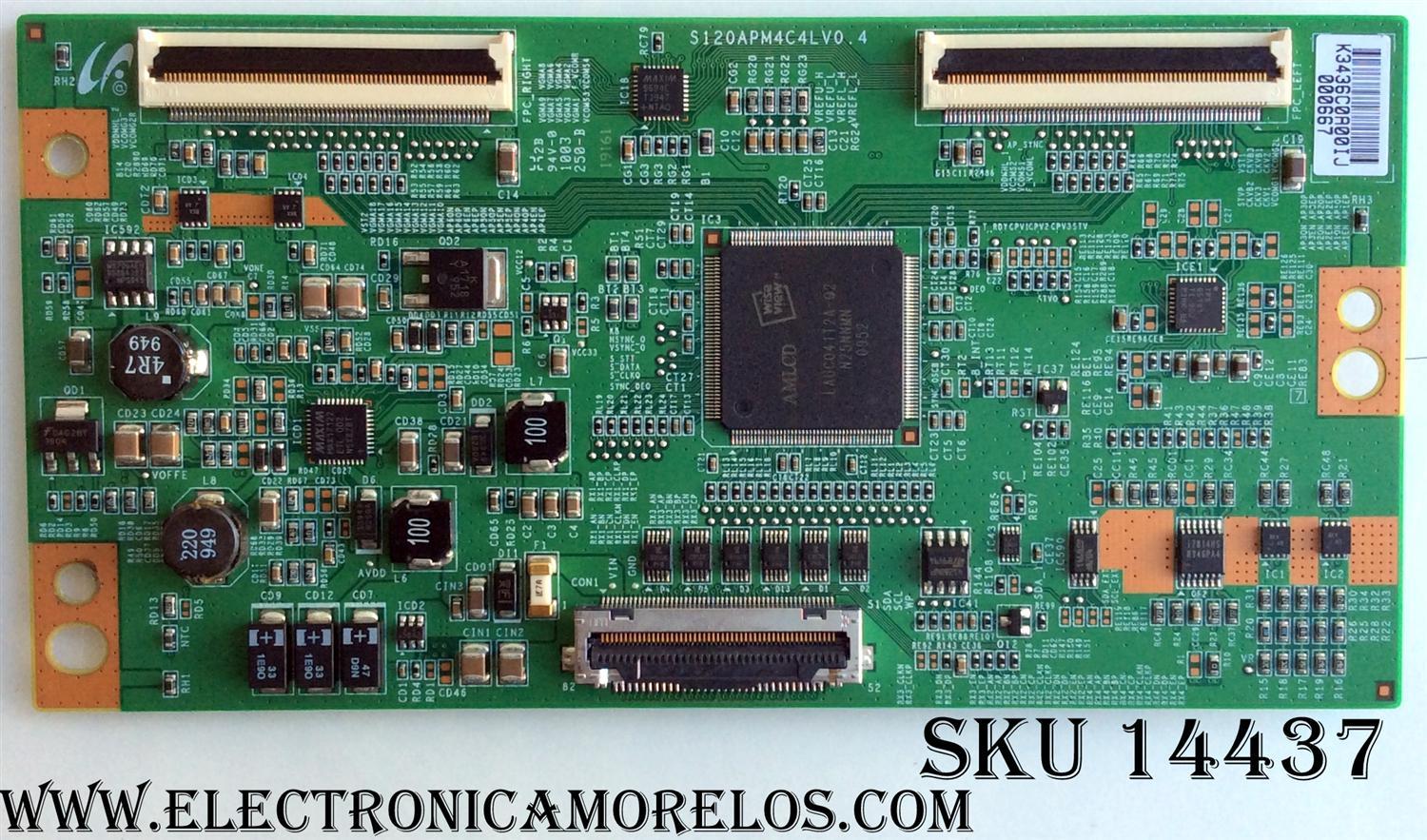 T-CON / SAMSUNG LJ94-03436C / S120APM4C4LV0.4 / SUSTITUTAS LJ94-03291P / LJ94-03334H / LJ94-03469D / LJ94-03334J / LJ94-03334G / LJ94-03345E / LJ94-03291N / PANEL LTF460HJ03 A01 / MODELO UN46C6500VFXZA	