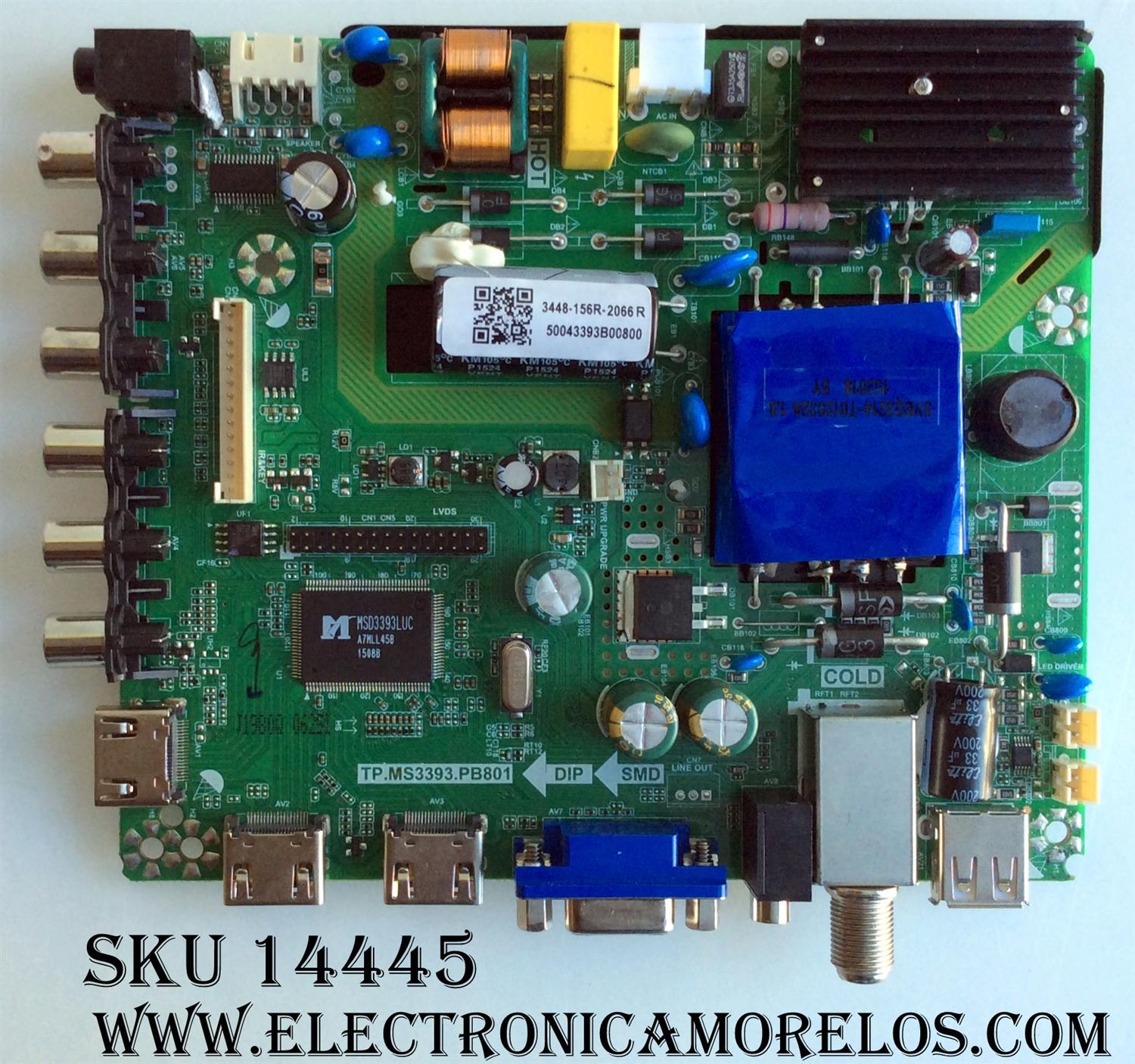 MAIN / QUASAR 50043393B00800 / TP.MS3393.PB801 / 3448-156R-2066 R / PANEL HK315LEDM-LHAYH / MODELO SQ3202	