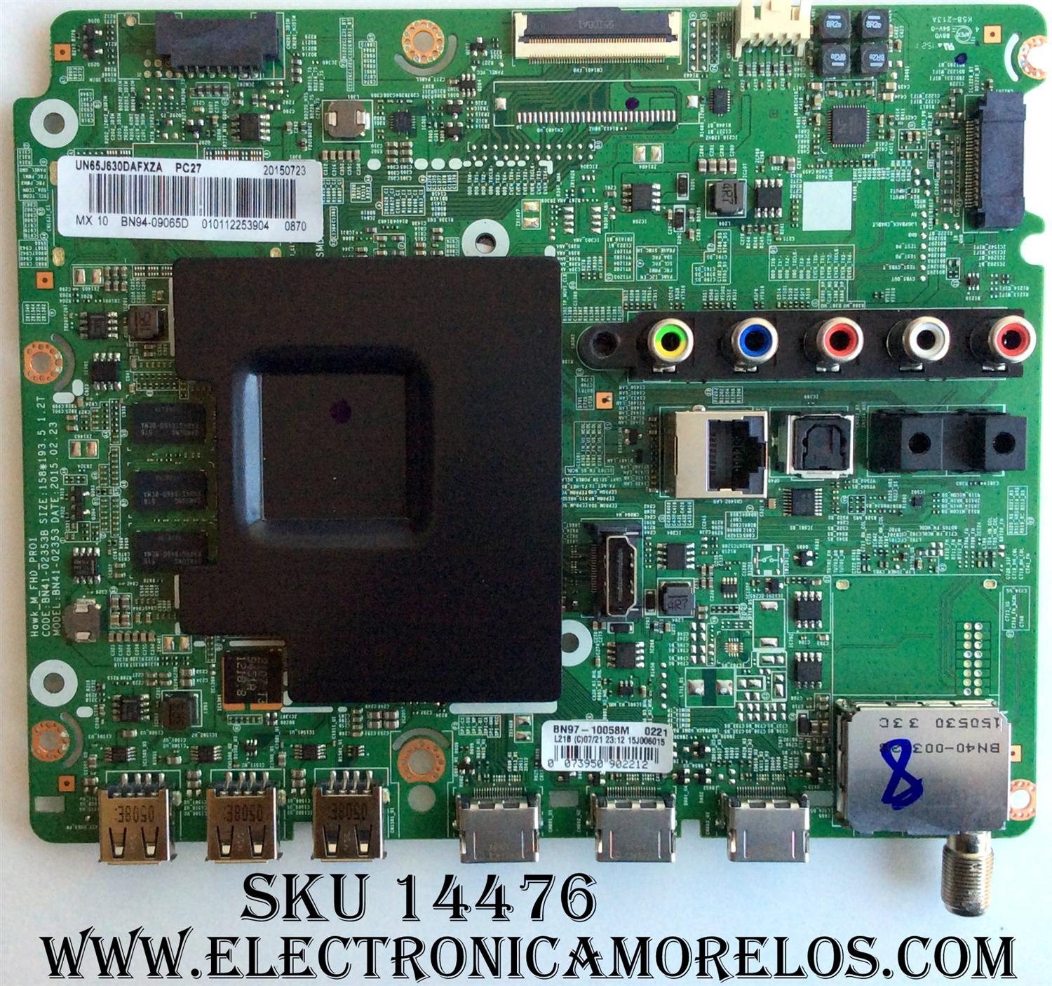 MAIN / SAMSUNG BN94-09065D / BN97-10058M / BN41-02353B / PANEL CY-GJ065CSAV1H / DISPLAY T650HVN12.0 / MODELO UN65J630DAFXZA BH02