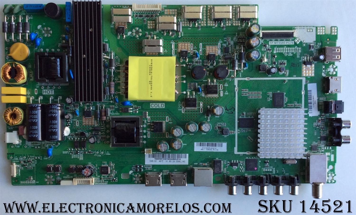 MAIN / VIZIO A14120235 / 75500W01E001 / TP.MT5580.PC76 / MODELO E48-C2 LWZQSGAR / E48-C2 LWZQSGBR / PANEL LSC480HN03-001 