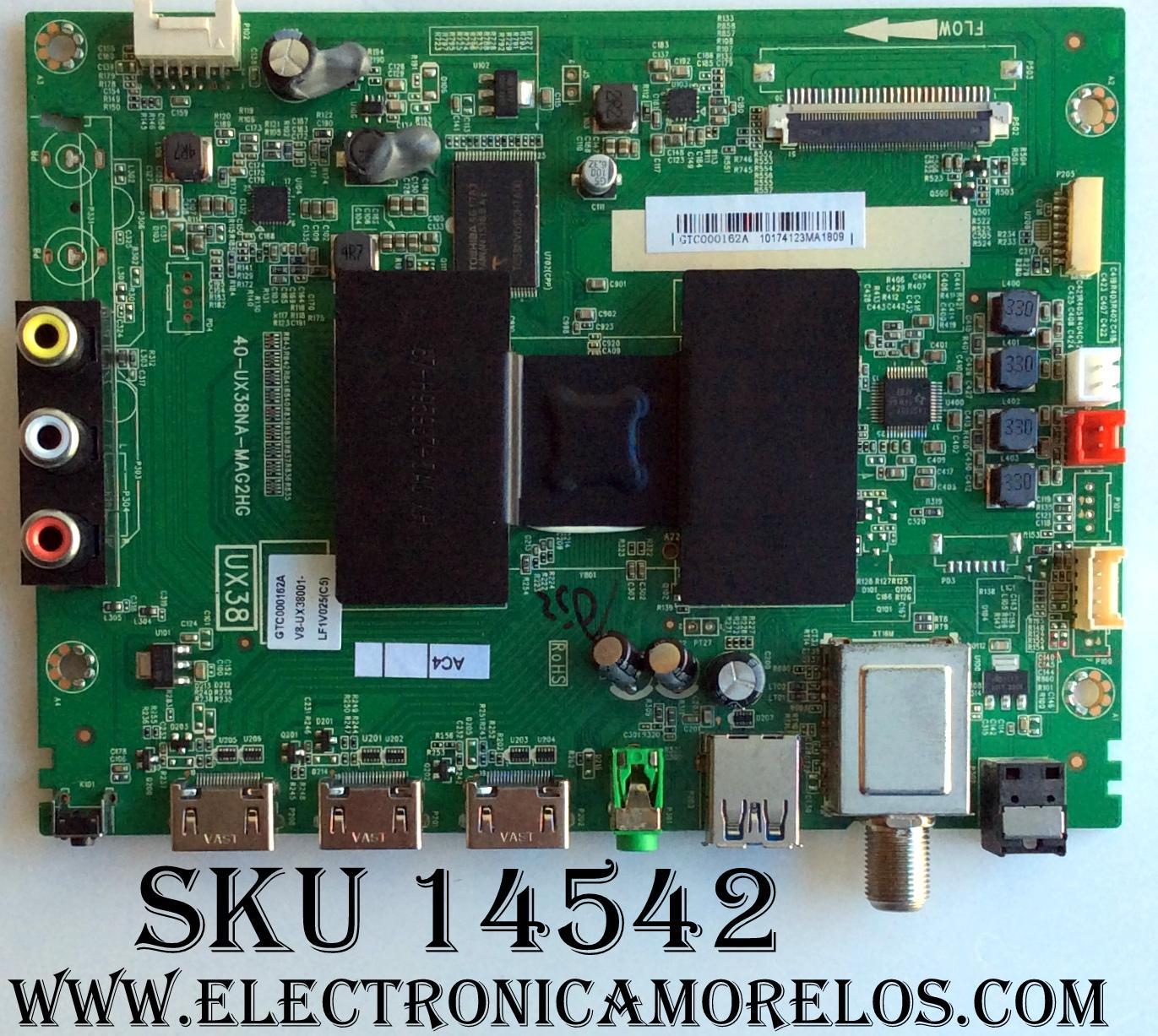 MAIN / TCL V8-UX38001-LF1V025 (C5) / GTC000162A / 40-UX38NA-MAG2HG / V8-UX38001-LF1V025 / MODELO 55FS3750