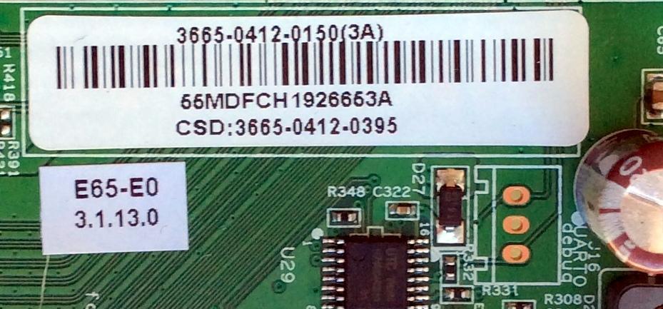 MAIN PARA TV VIZIO / NUMERO DE PARTE 3665-0412-0150 / 0171-2272-6603 / 3665-0412-0395 / 366504120150 / MODELO E65-E0 LAUSVKBT - Imagen 2